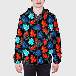 Куртка с капюшоном мужская Тропические лягушки, цвет: 3D-черный — фото 2