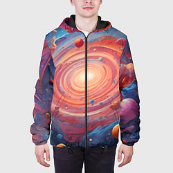 Куртка с капюшоном мужская Галактика в спирали, цвет: 3D-черный — фото 2