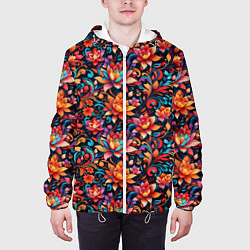 Куртка с капюшоном мужская Красивый русский узор, цвет: 3D-белый — фото 2