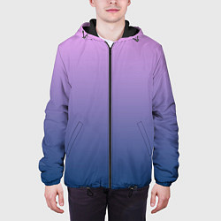 Куртка с капюшоном мужская Рассвет розовый и синий градиент 3d, цвет: 3D-черный — фото 2