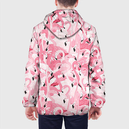 Мужская куртка Стая розовых фламинго / 3D-Белый – фото 4