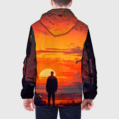 Мужская куртка Закат в пустынном городе / 3D-Черный – фото 4