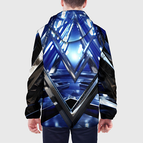 Мужская куртка Синяя и черная конструкция абстракция / 3D-Белый – фото 4