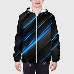 Куртка с капюшоном мужская Синий узор абстракции, цвет: 3D-белый — фото 2