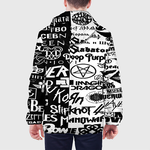 Мужская куртка Логотипы лучших групп черно белый / 3D-Белый – фото 4