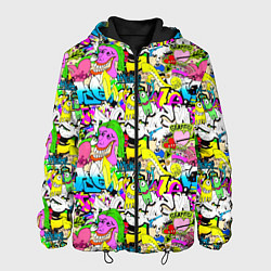 Куртка с капюшоном мужская Цветное граффити, цвет: 3D-черный