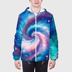 Куртка с капюшоном мужская Галактический тай-дай, цвет: 3D-белый — фото 2