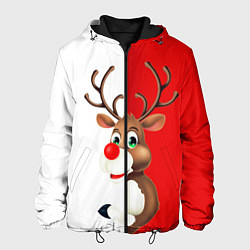 Куртка с капюшоном мужская Christmas deer art, цвет: 3D-черный