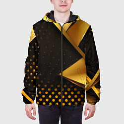 Куртка с капюшоном мужская Золотистая текстура абстракт, цвет: 3D-черный — фото 2