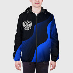 Куртка с капюшоном мужская Герб РФ - глубокий синий, цвет: 3D-черный — фото 2