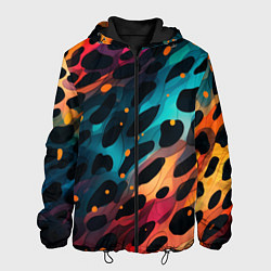 Куртка с капюшоном мужская Разноцветный леопардовый паттерн, цвет: 3D-черный