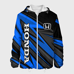 Куртка с капюшоном мужская Honda motors - синяя спортивная абстракция, цвет: 3D-белый