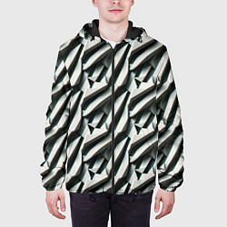 Куртка с капюшоном мужская Вертикальные полосы, цвет: 3D-черный — фото 2