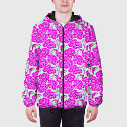 Куртка с капюшоном мужская Розовая гжель, цвет: 3D-черный — фото 2