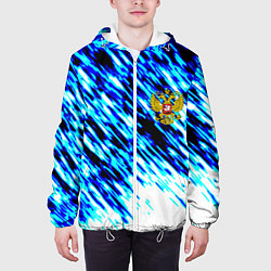 Куртка с капюшоном мужская Россия герб спорт, цвет: 3D-белый — фото 2