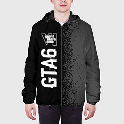 Куртка с капюшоном мужская GTA6 glitch на темном фоне по-вертикали, цвет: 3D-черный — фото 2
