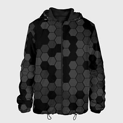 Куртка с капюшоном мужская Камуфляж гексагон черный, цвет: 3D-черный