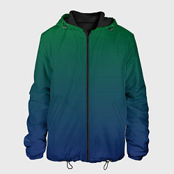 Куртка с капюшоном мужская Темно-зеленый и синий градиент, цвет: 3D-черный