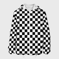 Куртка с капюшоном мужская Шахматное поле чёрно-белый, цвет: 3D-белый