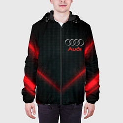 Куртка с капюшоном мужская Audi stripes neon, цвет: 3D-черный — фото 2