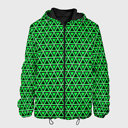 Куртка с капюшоном мужская Зелёные и чёрные треугольники, цвет: 3D-черный