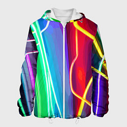 Куртка с капюшоном мужская Абстрактные цветные полосы - композиция, цвет: 3D-белый