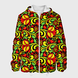 Мужская куртка Хохломская роспись красные цветы и ягоды