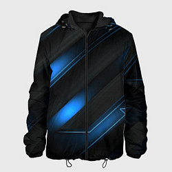 Мужская куртка Синий неоновый яркий свет на черном абстрактном фо