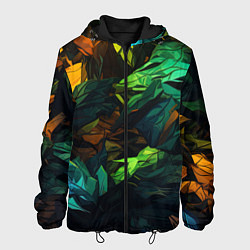 Куртка с капюшоном мужская Абстрактный камуфляж в кислотных абстрактных пятна, цвет: 3D-черный
