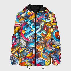 Куртка с капюшоном мужская Фантазийный паттерн - граффити, цвет: 3D-черный