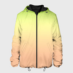 Куртка с капюшоном мужская Персиково-салатный градиент, цвет: 3D-черный