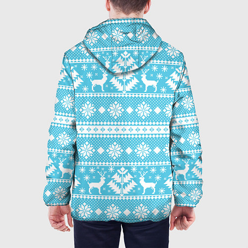 Мужская куртка Новый год ели и олени / 3D-Белый – фото 4