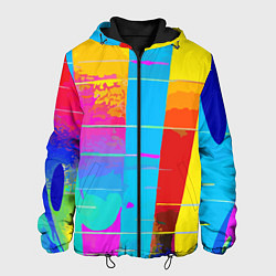 Куртка с капюшоном мужская Цветная абстракция - поп арт, цвет: 3D-черный