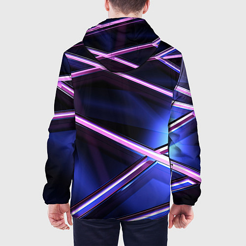 Мужская куртка Фиолетовая геометрическая абстракция / 3D-Белый – фото 4