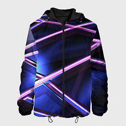 Куртка с капюшоном мужская Фиолетовая геометрическая абстракция, цвет: 3D-черный