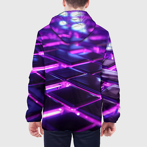 Мужская куртка Фиолетовая неоновая плитка / 3D-Белый – фото 4