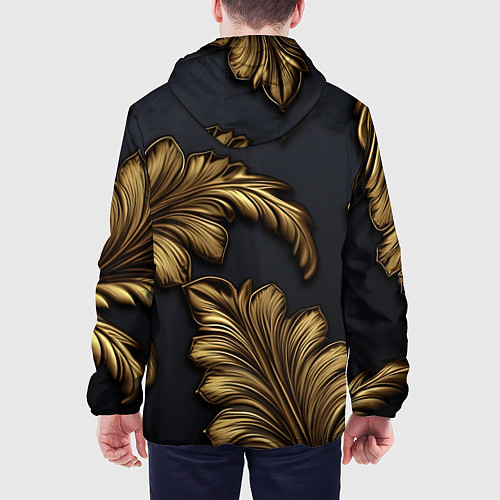 Мужская куртка Золотые узоры в виде листьев / 3D-Белый – фото 4