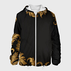Мужская куртка Золотые объемные листья на черном