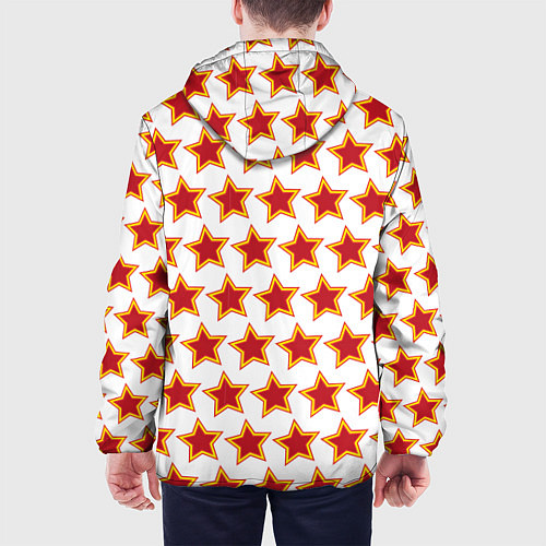 Мужская куртка Красные звезды с контуром / 3D-Белый – фото 4