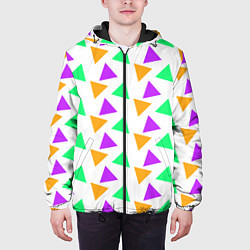 Куртка с капюшоном мужская Яркие треугольники, цвет: 3D-черный — фото 2