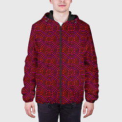 Куртка с капюшоном мужская Витражный паттерн оттенков красного, цвет: 3D-черный — фото 2