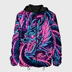 Мужская куртка Neon Japanese dragon - irezumi