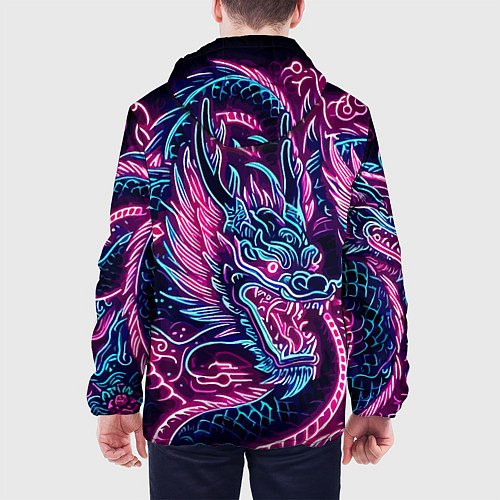 Мужская куртка Neon Japanese dragon - irezumi / 3D-Черный – фото 4