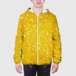 Куртка с капюшоном мужская Веселая мозаика желтая, цвет: 3D-белый — фото 2
