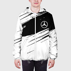 Куртка с капюшоном мужская Mercedes benz краски чернобелая геометрия, цвет: 3D-белый — фото 2