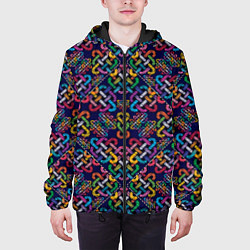 Куртка с капюшоном мужская Вышитый узор, цвет: 3D-черный — фото 2