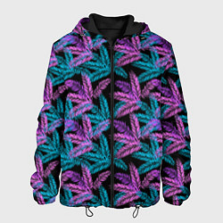 Куртка с капюшоном мужская Тропические пальмовые листья, цвет: 3D-черный
