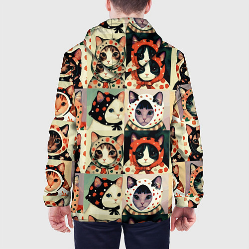 Мужская куртка Кот Алёнка - поп арт / 3D-Белый – фото 4