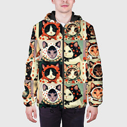 Куртка с капюшоном мужская Кот Алёнка - поп арт, цвет: 3D-черный — фото 2