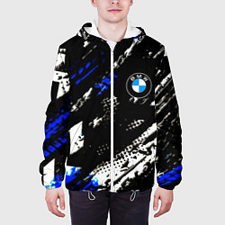 Куртка с капюшоном мужская BMW stripes color auto sport, цвет: 3D-белый — фото 2